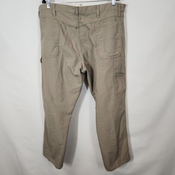 Wrangler Rustler Men's Canvas Carpenter Straight Leg Jeans in Khaki - Size 40x30 - Picture 3 of 6